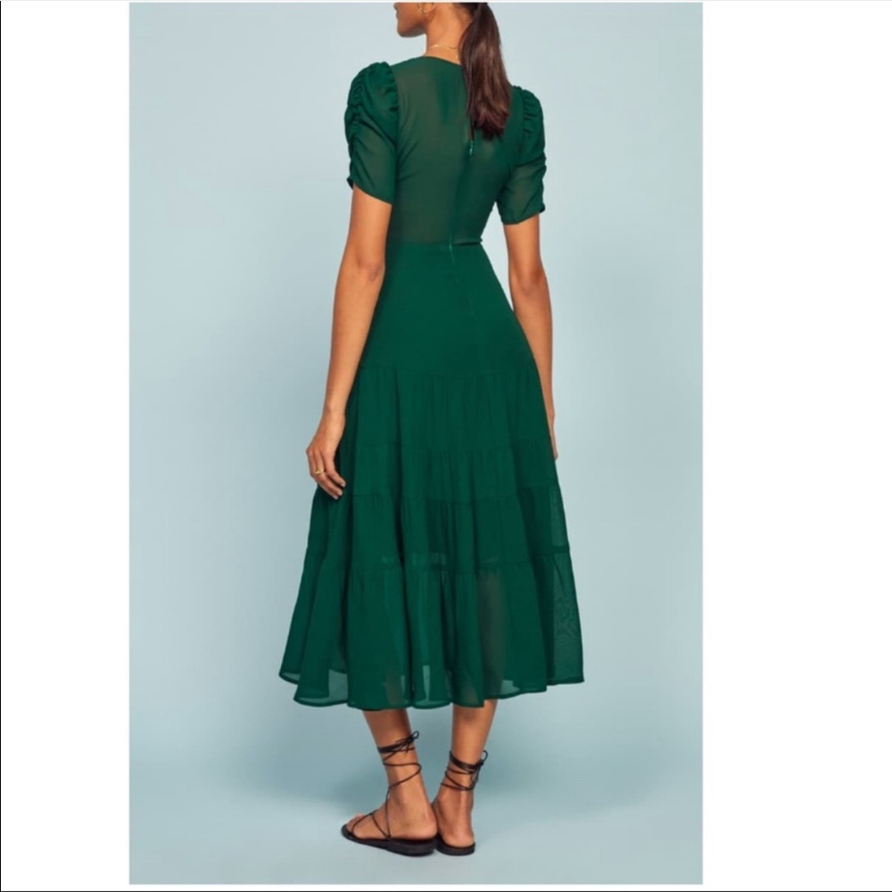 Reformation Forest Green Midi Dress - Picture 2 of 9